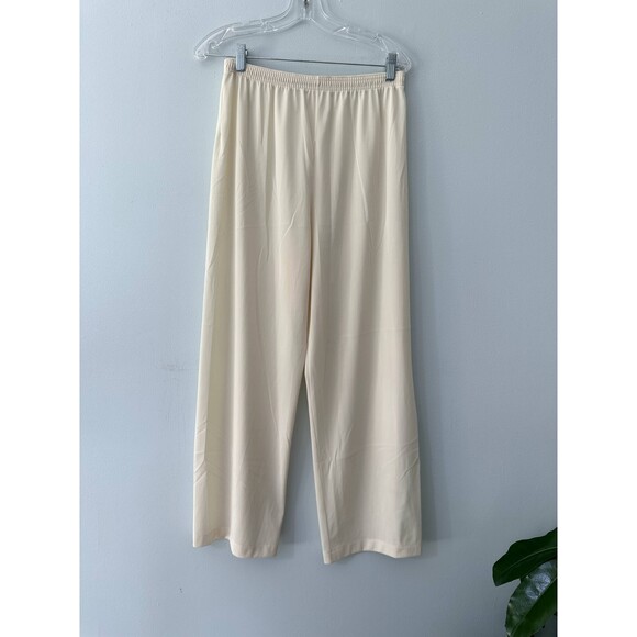 80s Vintage Vanity Fair Pajama Set Size 38 Cream Short Sleeve Top Long Pants - Picture 6 of 13